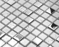 Silber Glasmosaik, Mosaik Fliesen, Kristall Fliesen Hochglanz