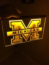 Michigan Wolverines Light Sign for Game Room,Office,Bar,Man Cave. New!
