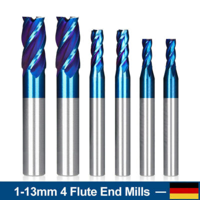 4 Blatt Super Blau Nano Beschichter 1.0-13mm HSS Schaftfräser Geradschaftfräser