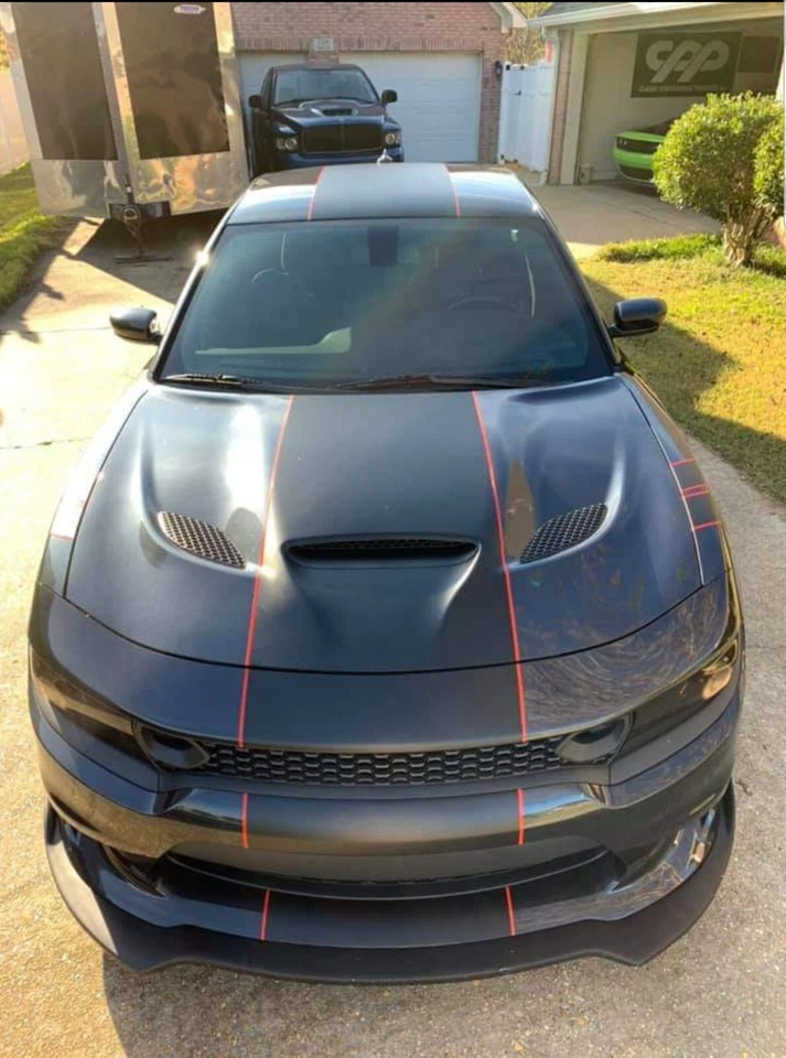 10" 2 color Rally Racing Stripe Graphics Stripes Set FIT 2005 - 2023 Charger - Image 3 of 4