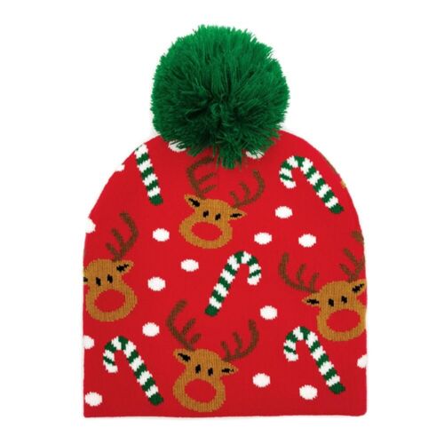 Reindeer and Candy Cane Beanie Hat with Pom - Picture 1 of 3