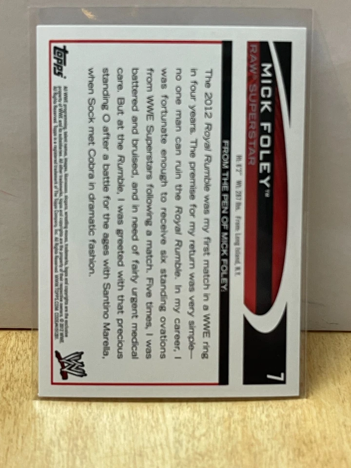 2012 Topps WWE Mick Foley 7 Mankind Cactus Jack Dude Love Pro Wrestling Card - Image 2 of 2