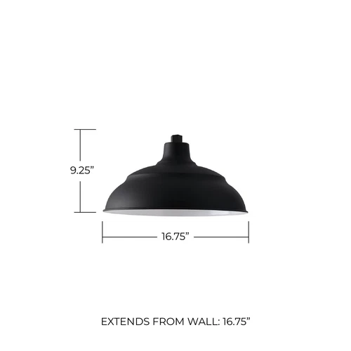 CAPITAL LIGHTING RLM 1-LIGHT BLACK OUTDOOR WAREHOUSE SHADE 16.75"W 9.25"T 936316 - Picture 2 of 3