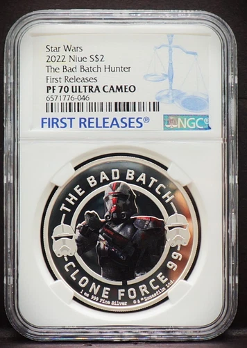 2022 NIUE $2 STAR WARS The Bad Batch HUNTER 1oz NGC PF70 UC