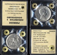 #A949] REGNO ITALIA  VITTORIO EMANUELE III - 2 LIRE QUADRIGA BRIOSA 1917 PERIZIA