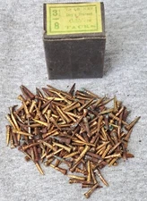 Antique Unbranded Improved Brassed Cobblers Tacks Nails ~ Size 3 1/2 / 8