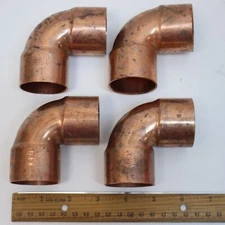 Mueller/Elkhart Long Turn Radius 1-1/2" x 1-1/2 Copper 90° Elbow Lot of 4 