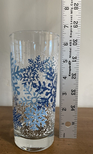 Libbey Blue & White Snowflake Tumbler Glasses Set of 10 NICE! - Picture 6 of 6