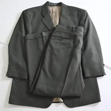 Vtg Alfani 40S 34x28 Olive Green 100% Wool Mens Jacket Pants Suit