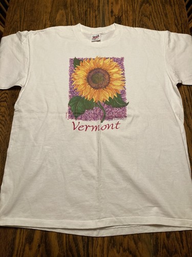 Vintage 1994 Vermont Sunflower Graphic T-shirt Lrg USA Single Stitch DEADSTOCK! - Picture 2 of 7
