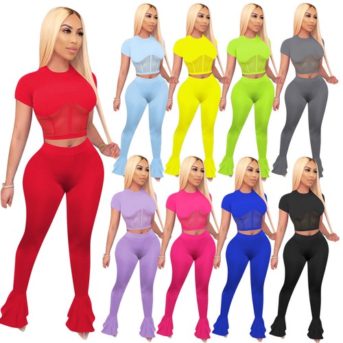 Womens Sexy 2 Piece See-Through Bodycon 