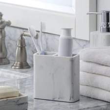 Faux Marble Wide Opening Non-slip Toothbrush Holder Bathroom Accessories Decor 
