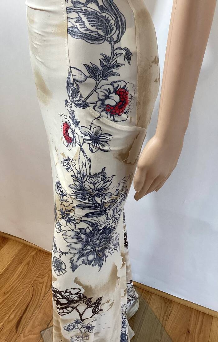 ROBERTO CAVALLI SS/2003 VINTAGE TIGER TATTOO PRINT OPEN BACK ROBERTO CAVALLI SS/2003 VINTAGE TIGER TATTOO PRINT OPEN BACK