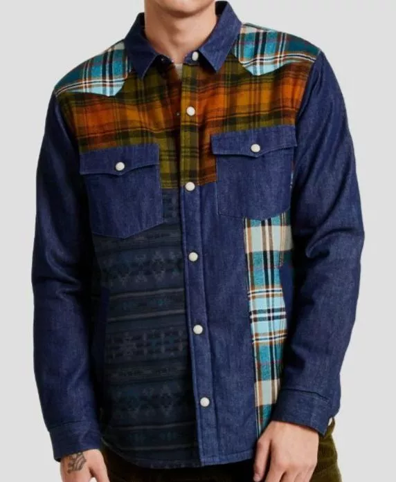 Broken twill denim shirt jacket store