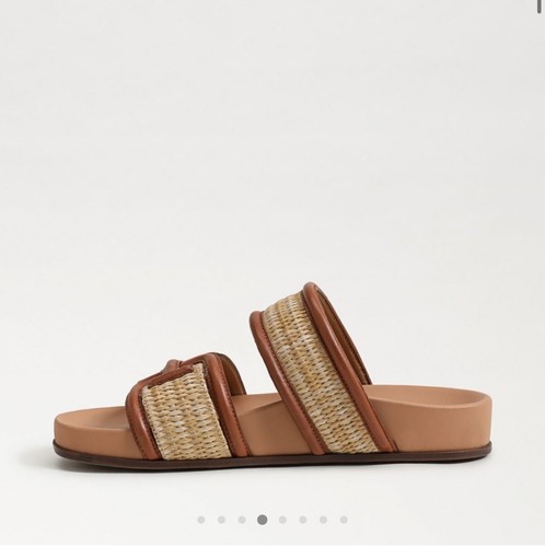 Sam Edelman Rowan Slide Sandal 7.5 Dark Natural Spiced Rum Rattan Raffia Weave - 第 9/11 張圖片