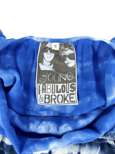 Abito senza spalline giovane favoloso e rotto blu tie dye aperto dietro taglia small - Foto 5 di 7