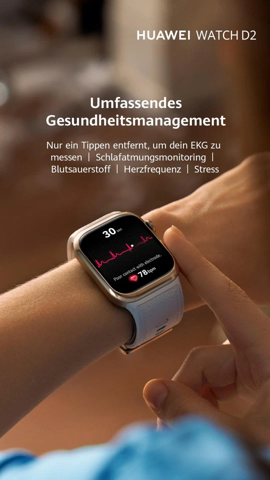 HUAWEI Watch D2 Smartwatch Leder, 130-210 mm, Blue - Bild 2 von 3