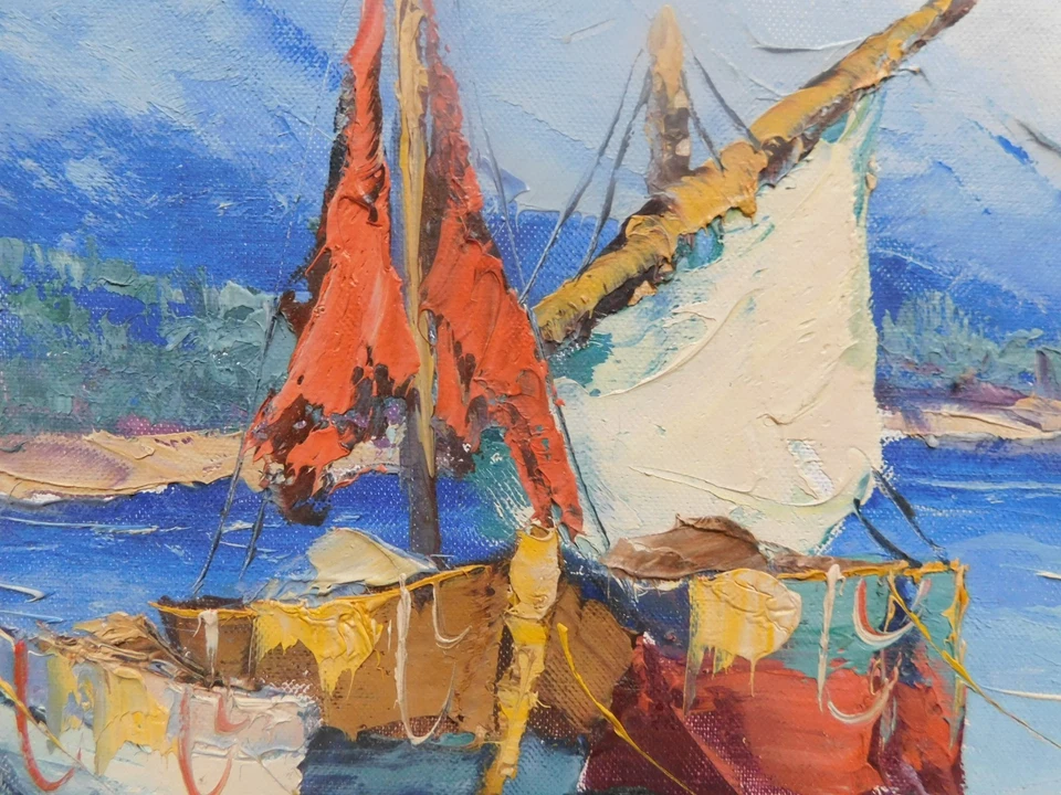 1970 Oil Painting ITALIAN Giovanni Camprio B.1915 IMPRESSIONIST SEASCAPE 16 X 2O - Image 4 of 4