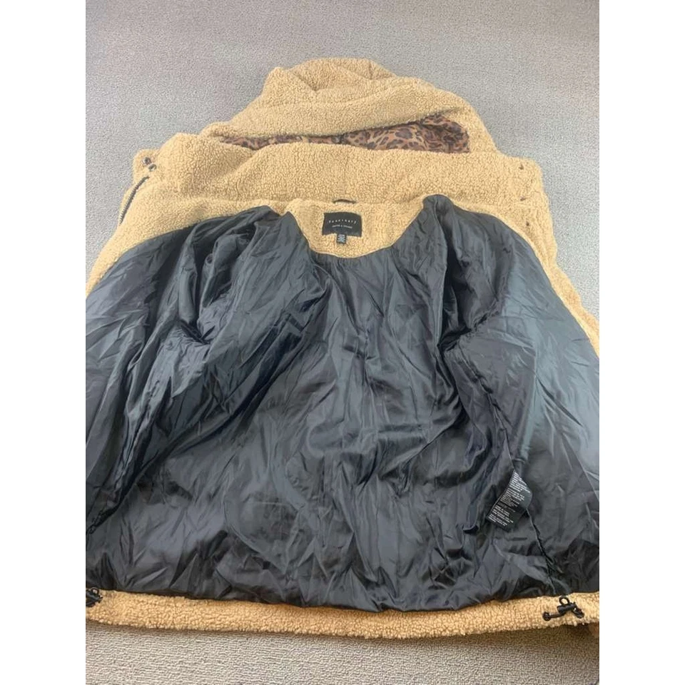 Sanctuary Sherpa Hooded Puffer Jacket Size M Teddy Bear Coat Faux Fur Tan - Image 3 of 4