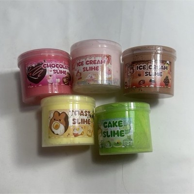Food-Themed Slime Set - 5 Tubs Chocolate, Ice Cream, Toast, Cake