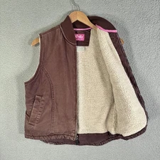 Vintage Walls Work Vest Womens Med Sherpa Lined Canvas Workwear Western Outdoor
