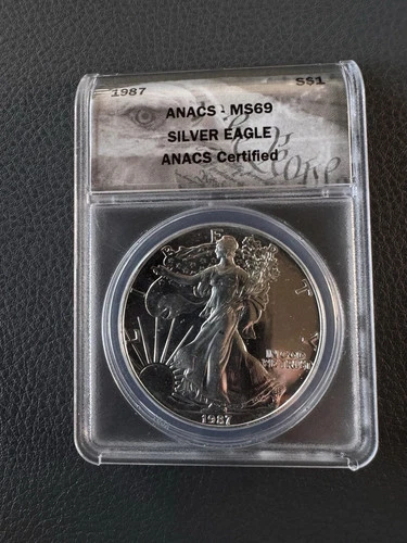 1987 AMERICAN Silver EAGLE (ASE) $1, ANACS MS69, Stunning Coin!