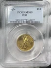 1989 $10 Ten Dollar American 1/4 oz Gold Eagle Bullion PCGS MS69 Coin