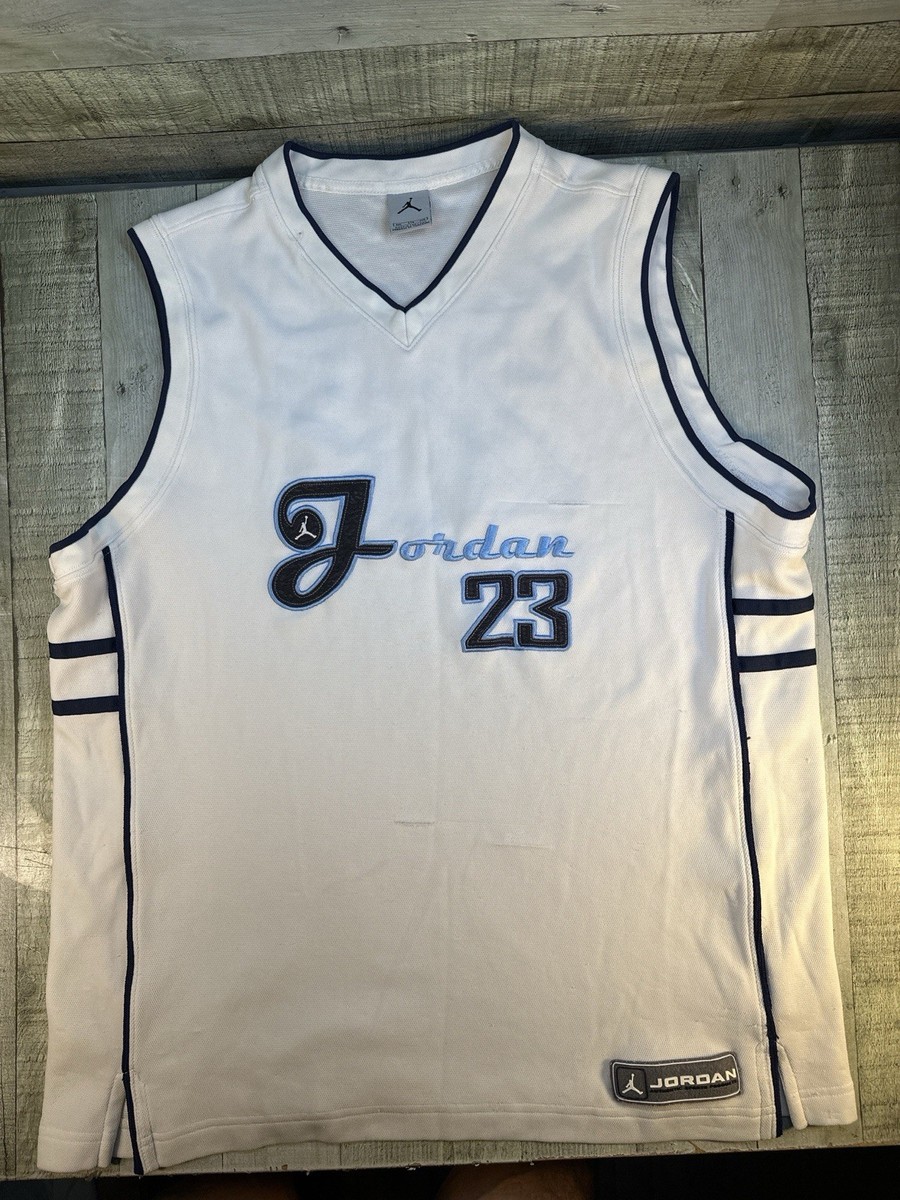 Vintage Jordan Brand Jersey Tank Top XXL White Navy 23