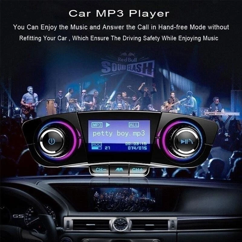 Bluetooth Transmisor FM Modulador Auxiliar Pantalla LED de 1.3 pulgadas para Auto Audio MP3 Kit Foto 3 de 4