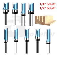 HM Bündigfräser mit Kugellager Nutfräser Holzfräser Oberfräser 1/4" 1/2" Schaft