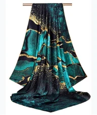100% Silk 41" large Square satin Scarf Women Shawl Wrap yellow green blue MY174