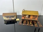 Marx Bar-M-Ranch Tin Litho Log Cabin Bunk House Play Set 1950's -Fence & Misc