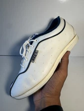 Vintage 1980s Nike Strike X Bowling Shoes Womens Size 9 White Blue Swoosh Navy