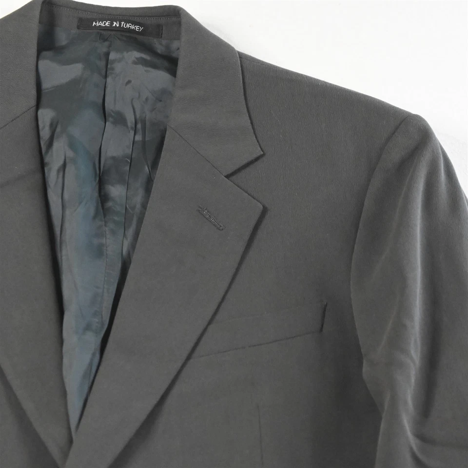 Vtg Armani Collezioni 42R 36x34 Green Gray 100% Wool Mens Jacket Pants Suit - Image 3 of 4