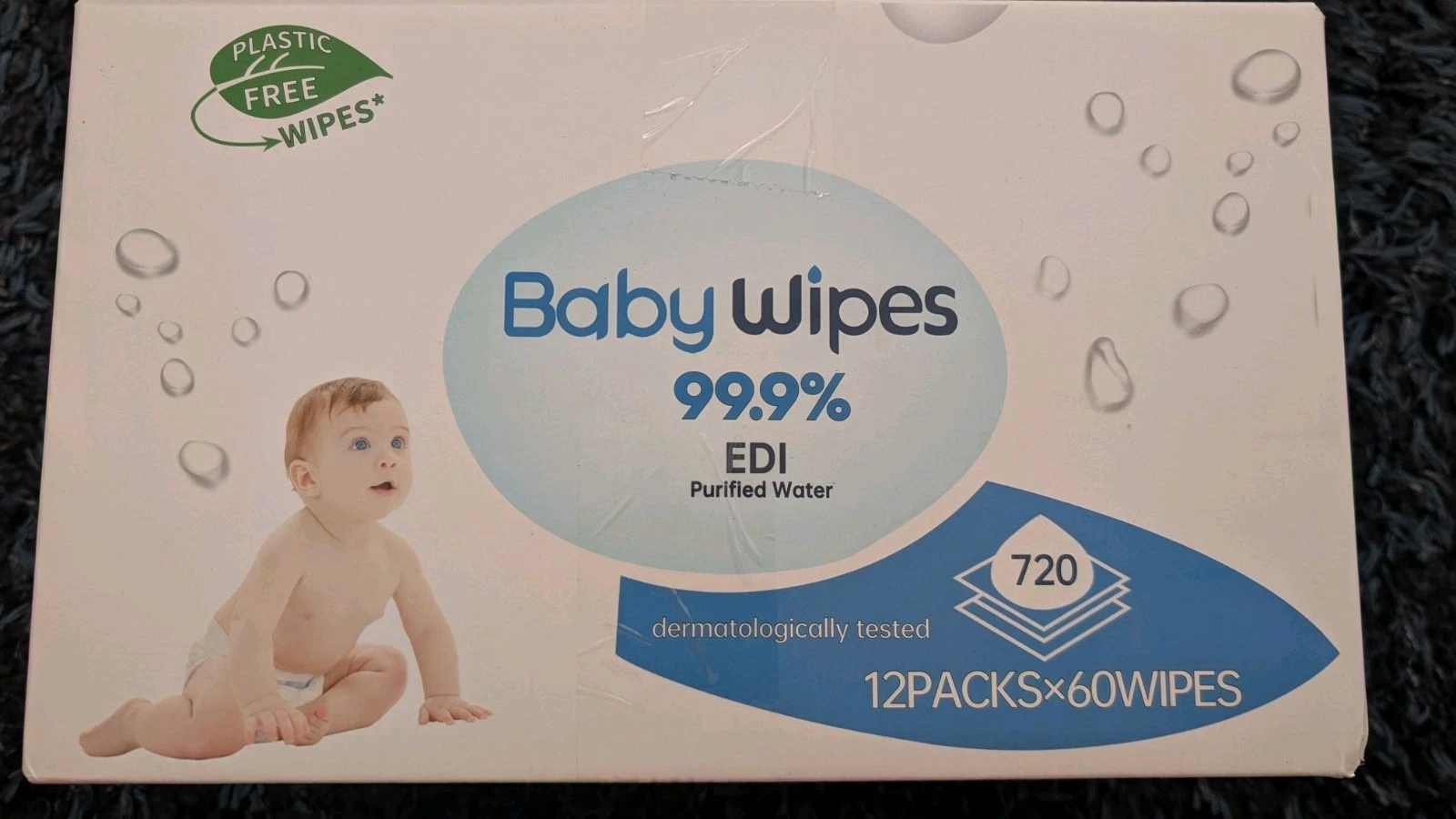 12 Pack Baby Wipes 99.9% Water Unscented Sensitive Skin, 60 wipes per pack.
Opens in a new window or