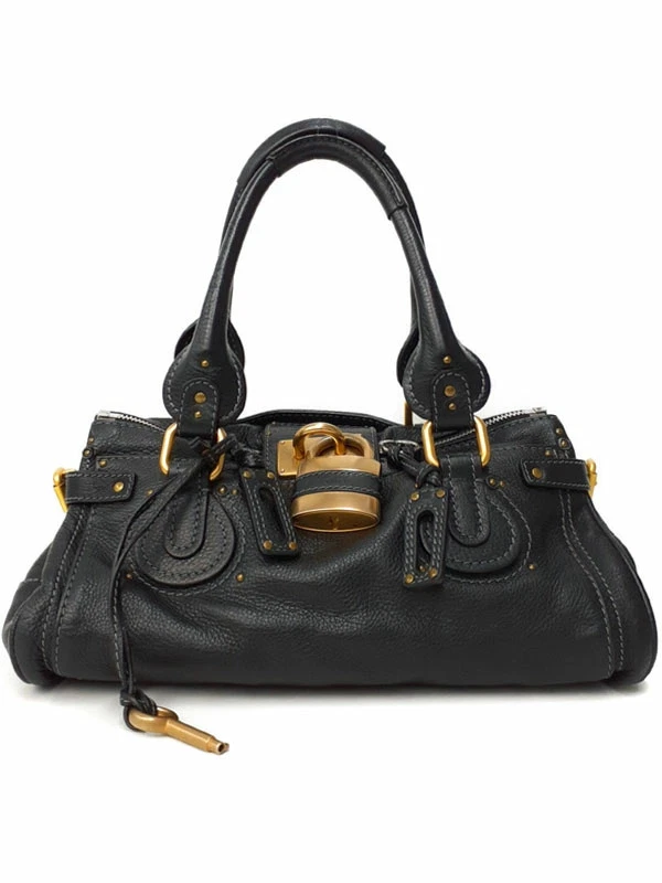 Chloe — Chloe Paddington Handbag Leather Black with Papers Women's #TB864
