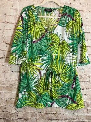 Mara Hoffman Gypsy Top Womens Large Green Tropical Palm Tree Print Lightweight