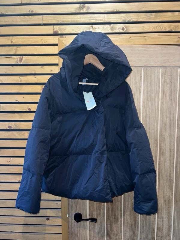 Sweaty Betty Cocoon Down Short Wrap Black Hooded Coat Puffer XL