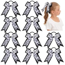 10PCS Soccer Bows Cheer Bows Hair Ties for Girls  5 inch Grosgrain Ribbon Pony...