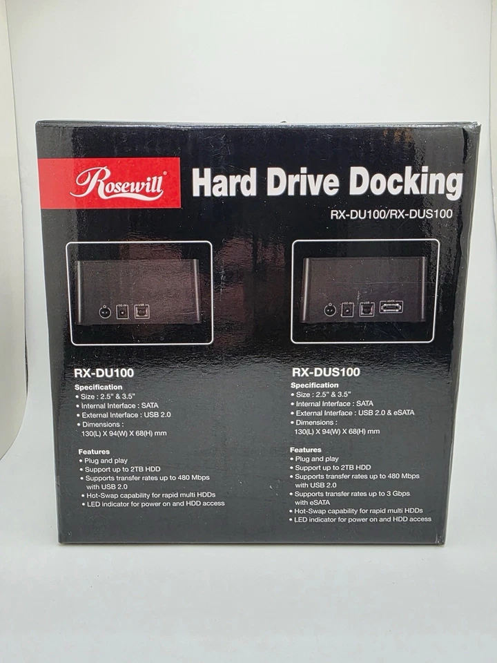 Rosewill RX-DU100 Hard Drive Docking Station USB 2.0 for 2.5”/3.5” SATA HDD - Image 3 of 4