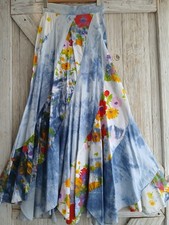 Original Arjon of California 1970s Hippie Maxi Skirt Top Blue Tye Dye flowers
