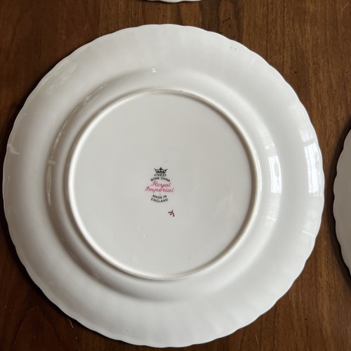 Vier Royal Imperial English Bone China 8" Salatteller: "Vergissmeinnicht" Blumen - Bild 12 von 13