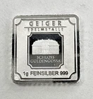 Geiger Edelmetalle 1 Gram Silver Bar .999 Fine Silver Loose / No Assay
