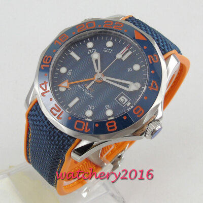 Luxus Sterile Blau 41mm Herrenuhr leuchtend GMT Sapphire Automatisch movement