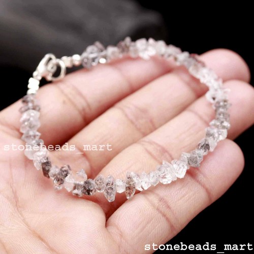 Bracelet En Argent 925 Et Quartz Rose - Pierres Nuggets 8-10mm - Création Artisanale Française - Neuf