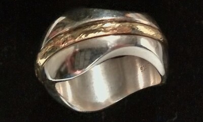 Georg Jensen / Regitze Overgaard .925 Silber & 18kt Gold Ring - Design #313 - Gr. 5