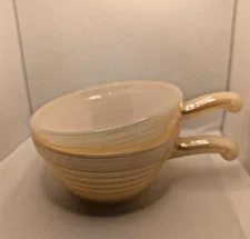 Fire King Beehive Soup Bowls with Handles Peach Luster Vintage USA Set Of 2