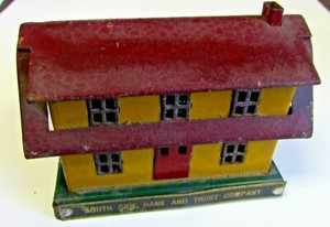 ORIGINAL - SOUTH SIDE BANK - SCRANTON PA - SAVE FOR A HOME  METAL HOME BANK - VG