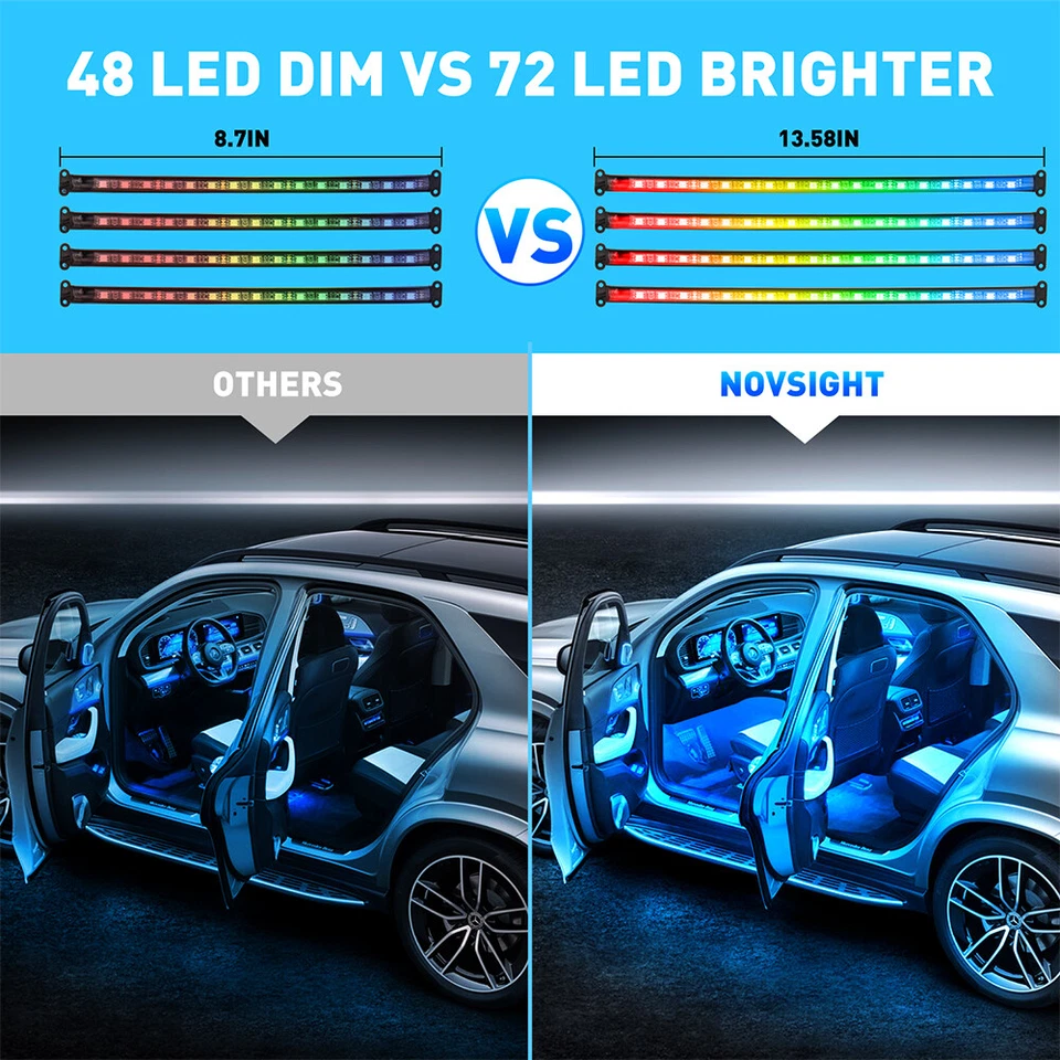 Tira de luces LED RGB para atmósfera interior de automóvil Bluetooth + control remoto + botón 1 Foto 3 de 4