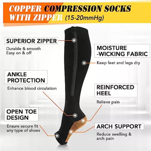 Pair Medical Compression Socks Varicose Knee Vein Open Toe Support Stockings - Bild 7 von 50